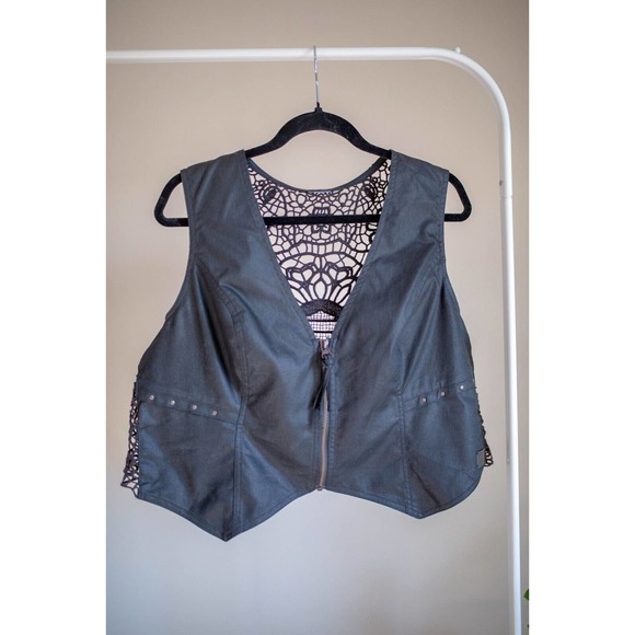 Harley Davidson Womens Crochet Back Zippered Vest SZ L? - Picture 7 of 12